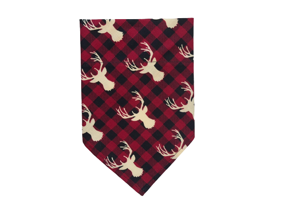 Deerhead Plaid | Red + Black | Bandana