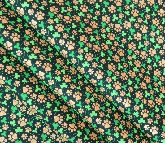 Gold Paw Prints + Clovers